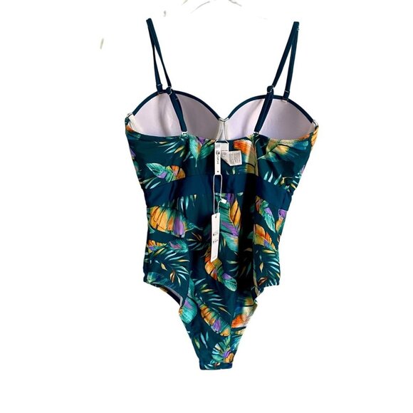 Cupshe Tropical Green Underwire Padded One Piece Swimsuit Women’s Medium NEW NWT - Picture 3 of 8
